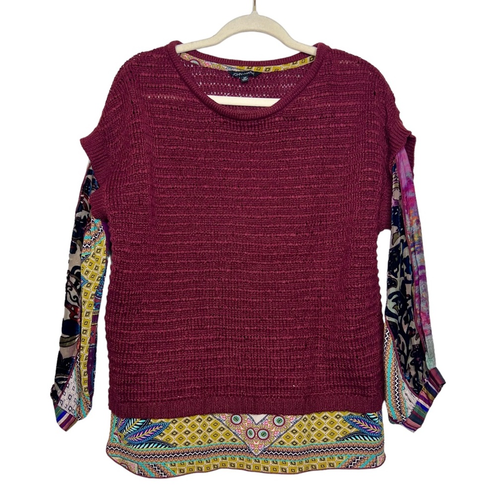 NWT‎ JOHN MARK Pullover Mixed Media Knit Sweater. Size Medium - Picture 3 of 11